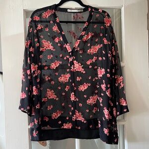 Alice + Olivia Rosario Silk Tunic Belted Blouse